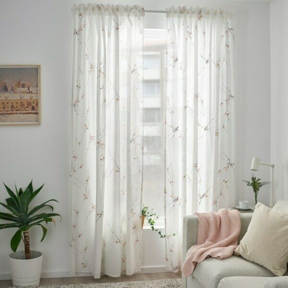 **New In Package**IKEA RODLONN CURTAINS 57" x 98" 2 panels Cherry Blossoms